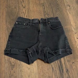 High waisted black Madewell jean shorts